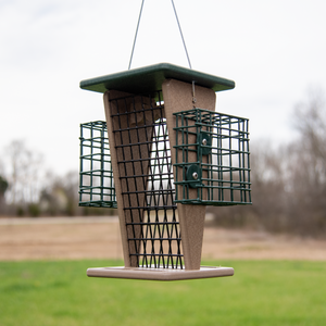 JCS Wildlife Whole Peanut Feeder With 2 Suet Cages - Great for Woodpeckers and Peanut Loving Birds!