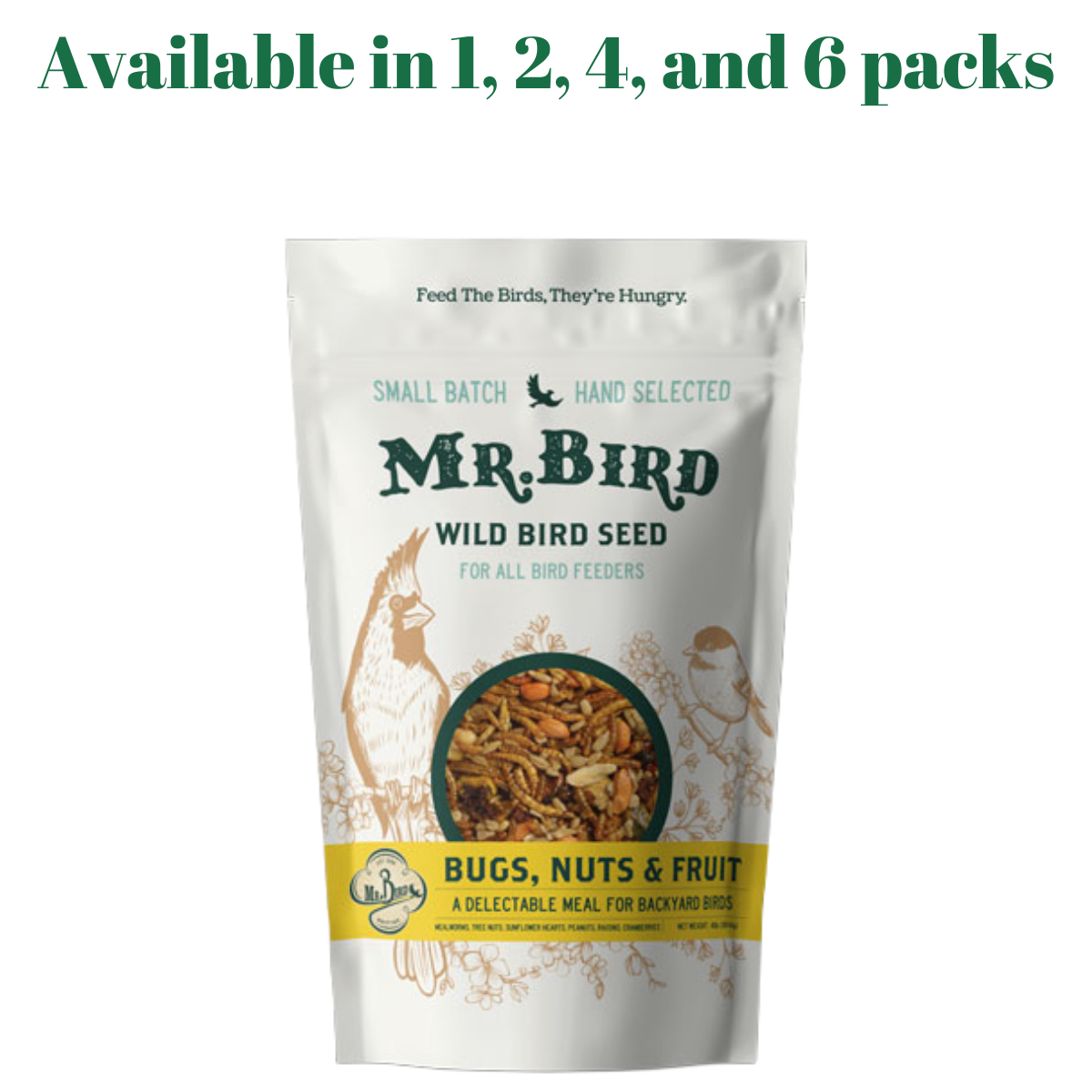 Mr. Bird Bugs, Nuts, & Fruit Small Loose Seed Bag 2 lbs. (1, 2, 4, and 6 Packs)