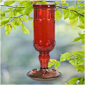 Perky-Pet 8119 Red Antique Glass Bottle Hummingbird Feeder 24 oz (1 or 2 Pack)