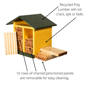 JCS Wildlife Double-Wide Large Poly Lumber and Pine Mason Bee House - Handmade in the USA