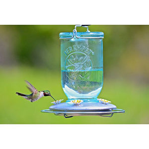 Perky-Pet Mason Jar Glass Hummingbird Feeder 32 oz w/ Metal Base, 785