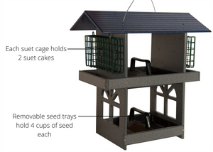 JCS Wildlife Double Fly Thru Bird Feeder with Suet Cages