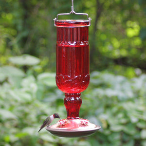 Perky-Pet 8119 Red Antique Glass Bottle Hummingbird Feeder 24 oz (1 or 2 Pack)