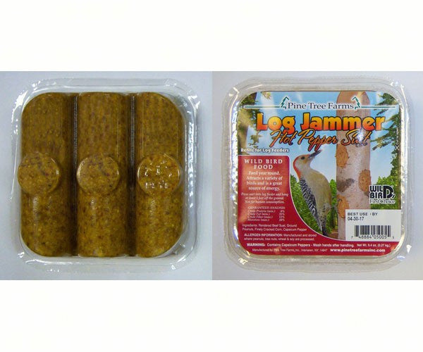 Pine Tree Farms Log Jammer Hot Pepper Suet- 3 Plugs Per Pack (12 Pack)