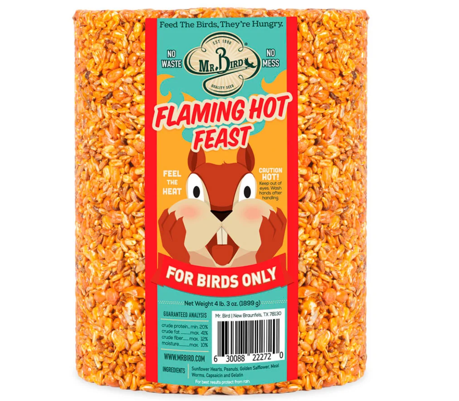 Mr. Bird Flaming Hot Feast Large Wild Bird Seed Cylinder 4 lb. 3 oz. (1, 2, 4, or 6 Packs)