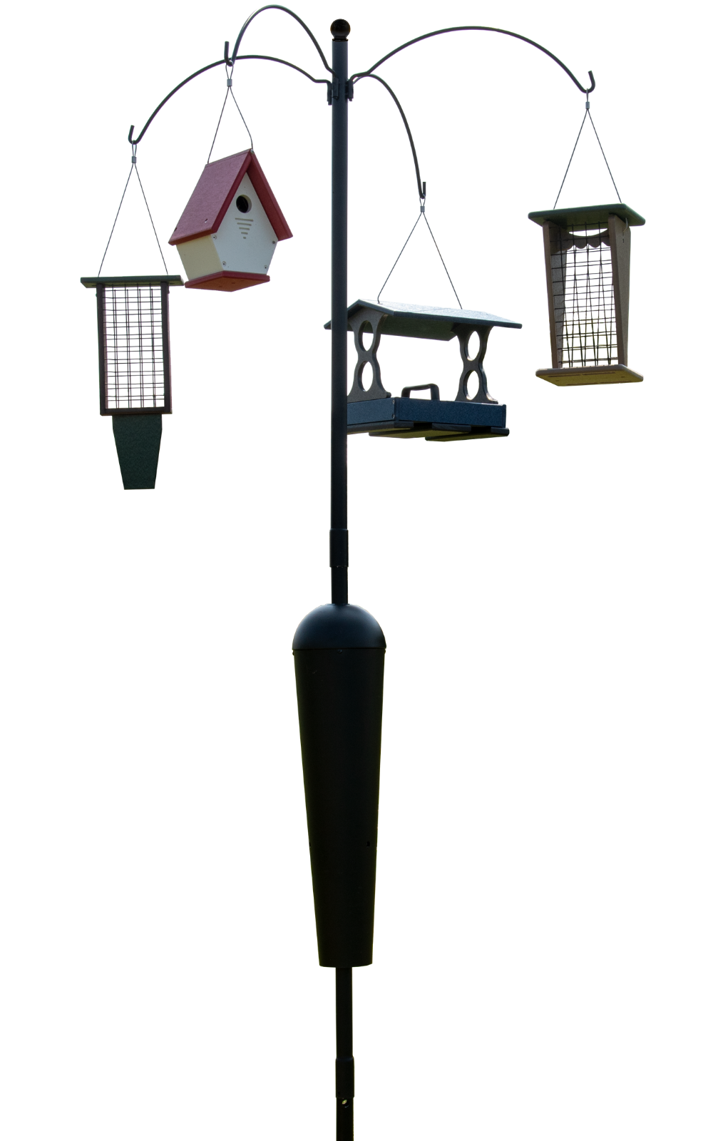 Squirrel Stopper Sequoia Squirrel Proof Bird Feeder Pole System with 4 Hanging Stations