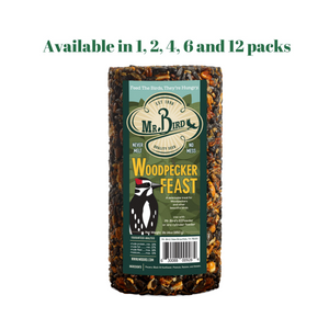 Mr. Bird Woodpecker Feast Small Wild Bird Seed Cylinder 1 lb. 14 oz. (1, 2, 4, 6, and 12 Packs)