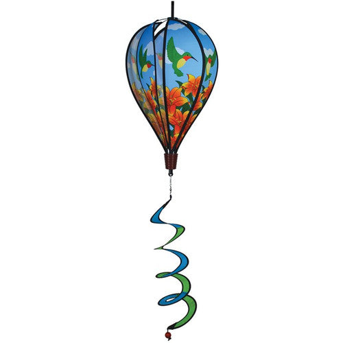In The Breeze Hummingbird Lily Hot Air Balloon Wind Spinner