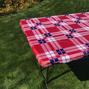 In the Breeze Plaid 8 Foot Fitted Tablecloth